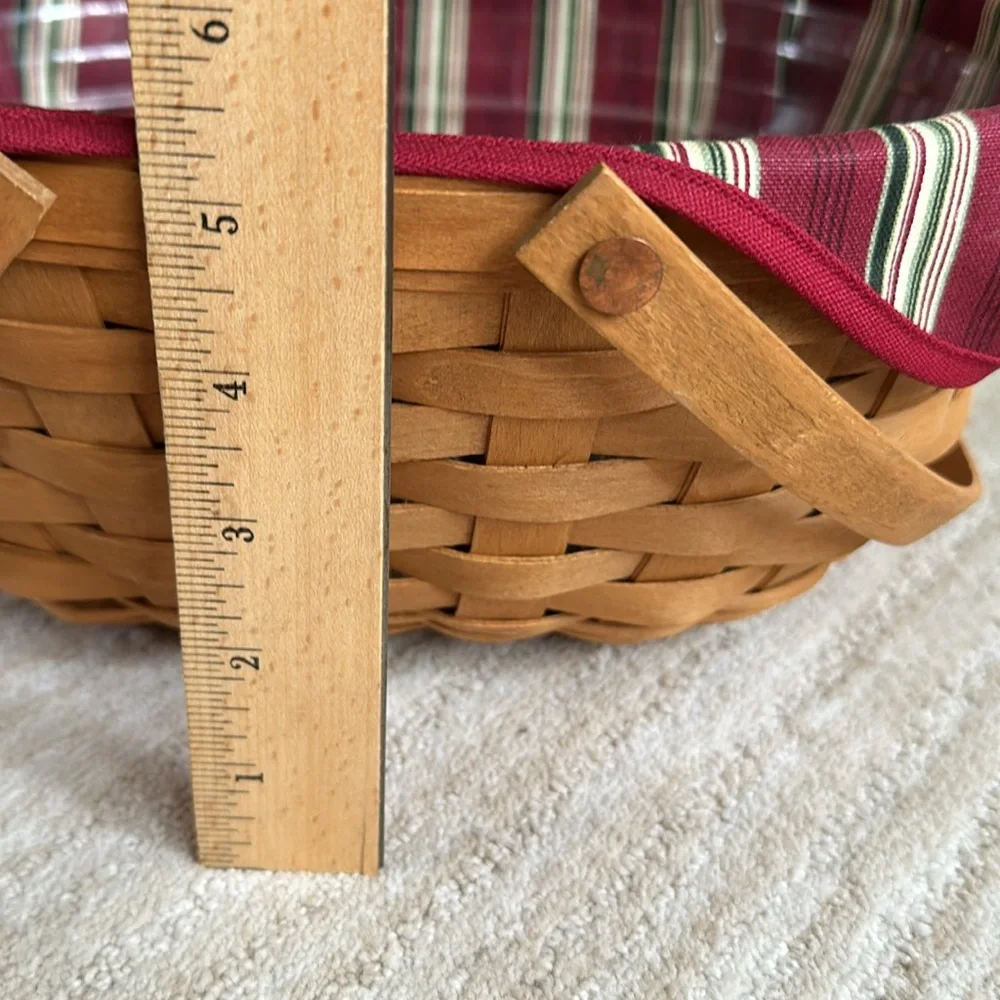 Longaberger Hand Woven Wooden Get-Together Basket, Liner Protector 2004 12 x 9.5